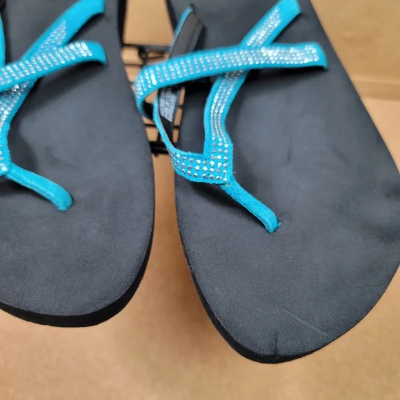 Yellow box flip flops Woman's sandals silver blue - Picture 5 of 7